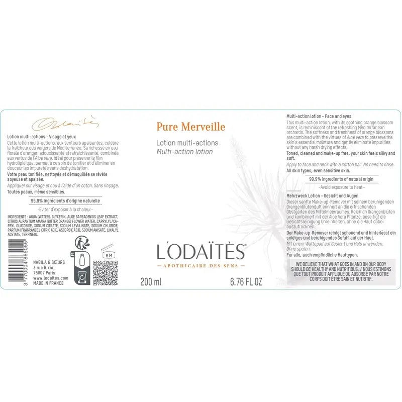 L'Odaïtès Facial Pure Merveille - Loción Multiacción - Rostro Y Ojos , 200 ml