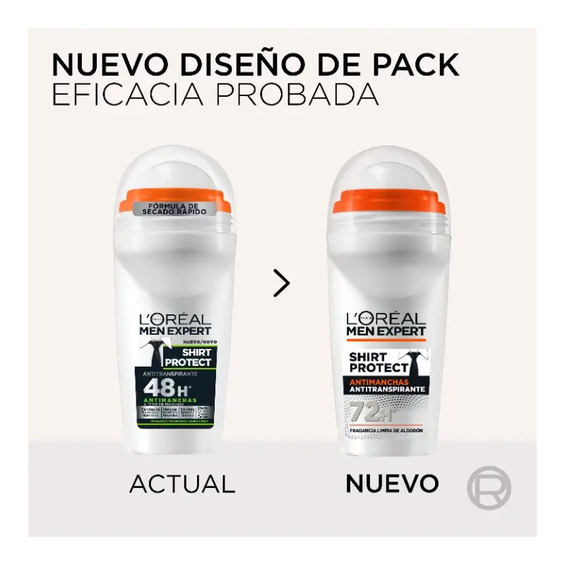 L'Oreal Paris Desodorante Roll-On Anti-Manchas 48H, Para Hombre, 50 ml