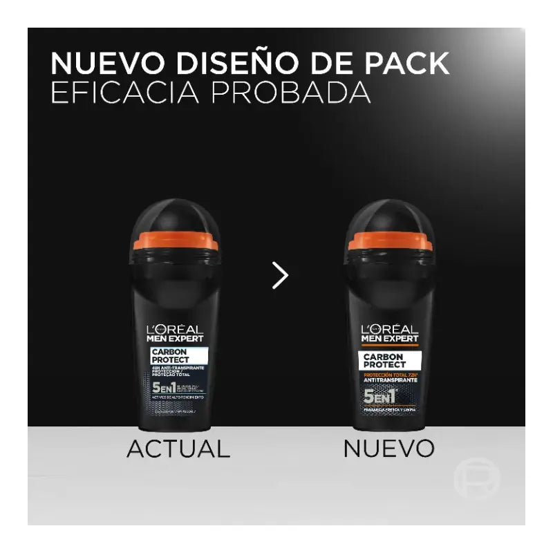 L'Oreal Paris Desodorante Roll-On, Proteccion Total 48H, Para Hombre, 50 ml