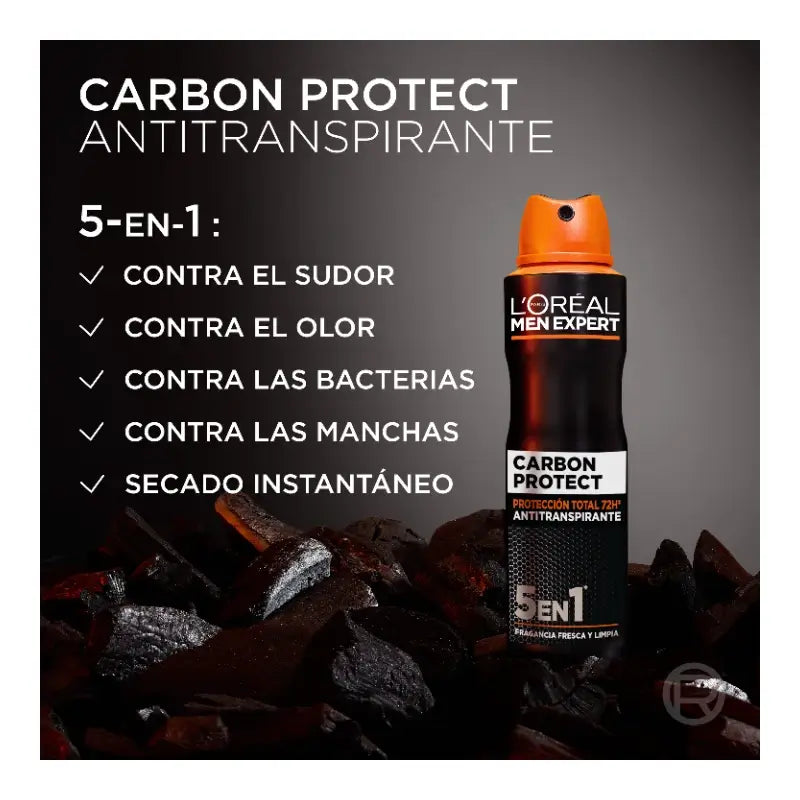 L'Oreal Paris Desodorante Spray, Proteccion Total 48H, Para Hombre, 150 ml