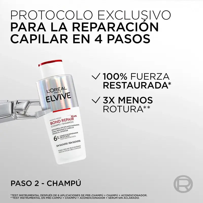 L'Oréal Paris Elvive Bond Repair Plus Champú Fortificante, 200 ml