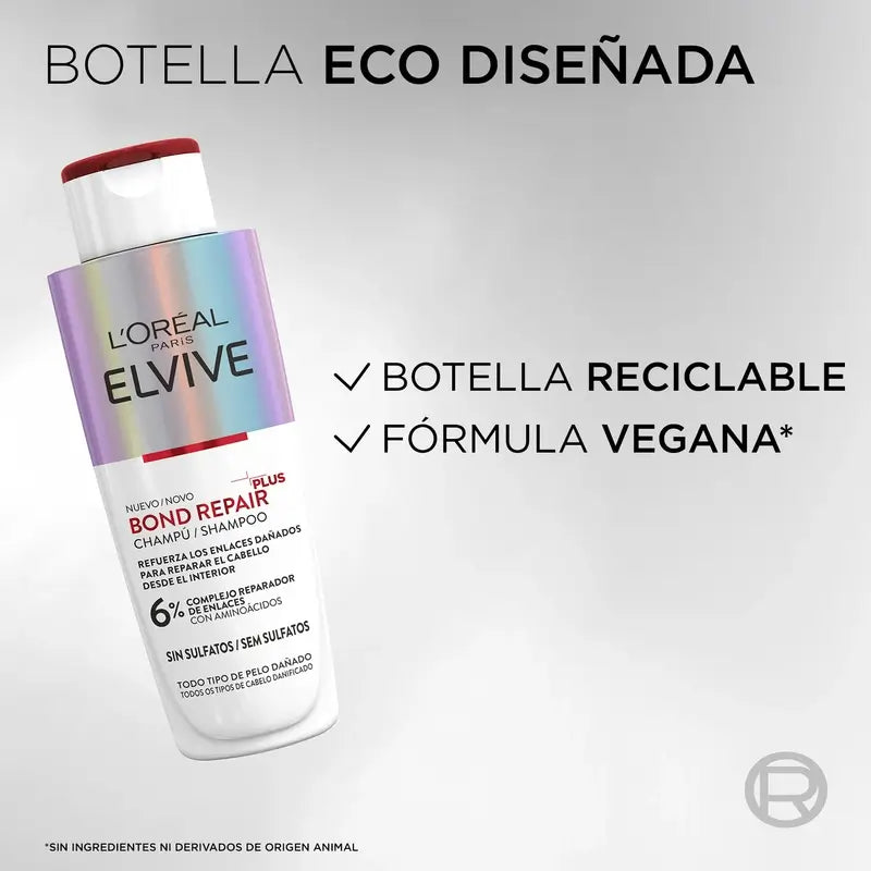 L'Oréal Paris Elvive Bond Repair Plus Champú Fortificante, 200 ml