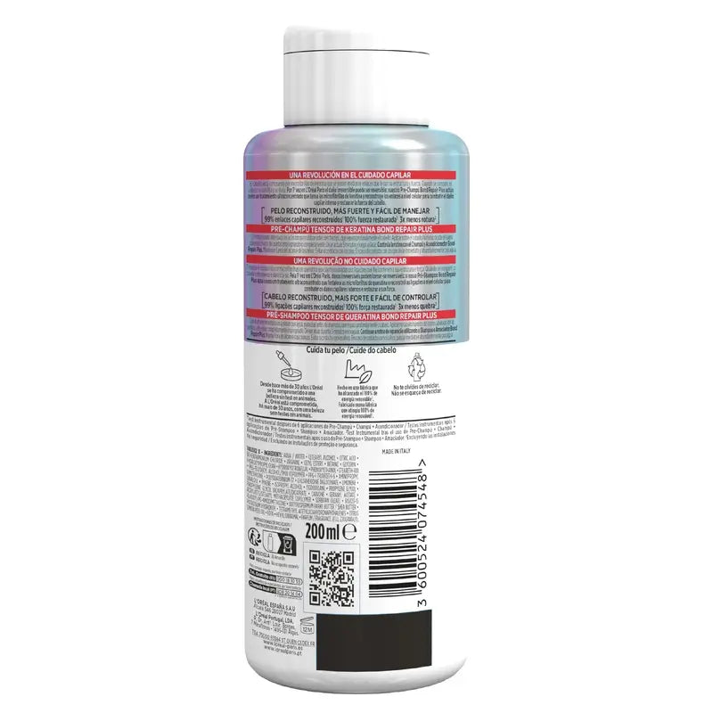L'Oréal Paris Elvive Bond Repair Plus Prechampú Tensor De Keratina Tratamiento, 200 ml