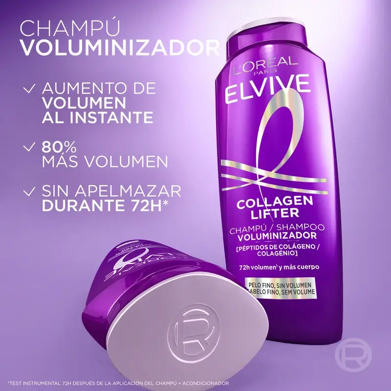 L'Oréal Paris Elvive, Champú Voluminizador, Con Péptidos De Colágeno, 700 ml
