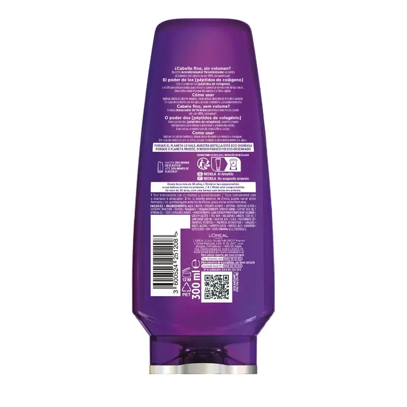 L'Oréal Paris Elvive Collagen Lifter  Acondicionador Voluminizador, 300 ml