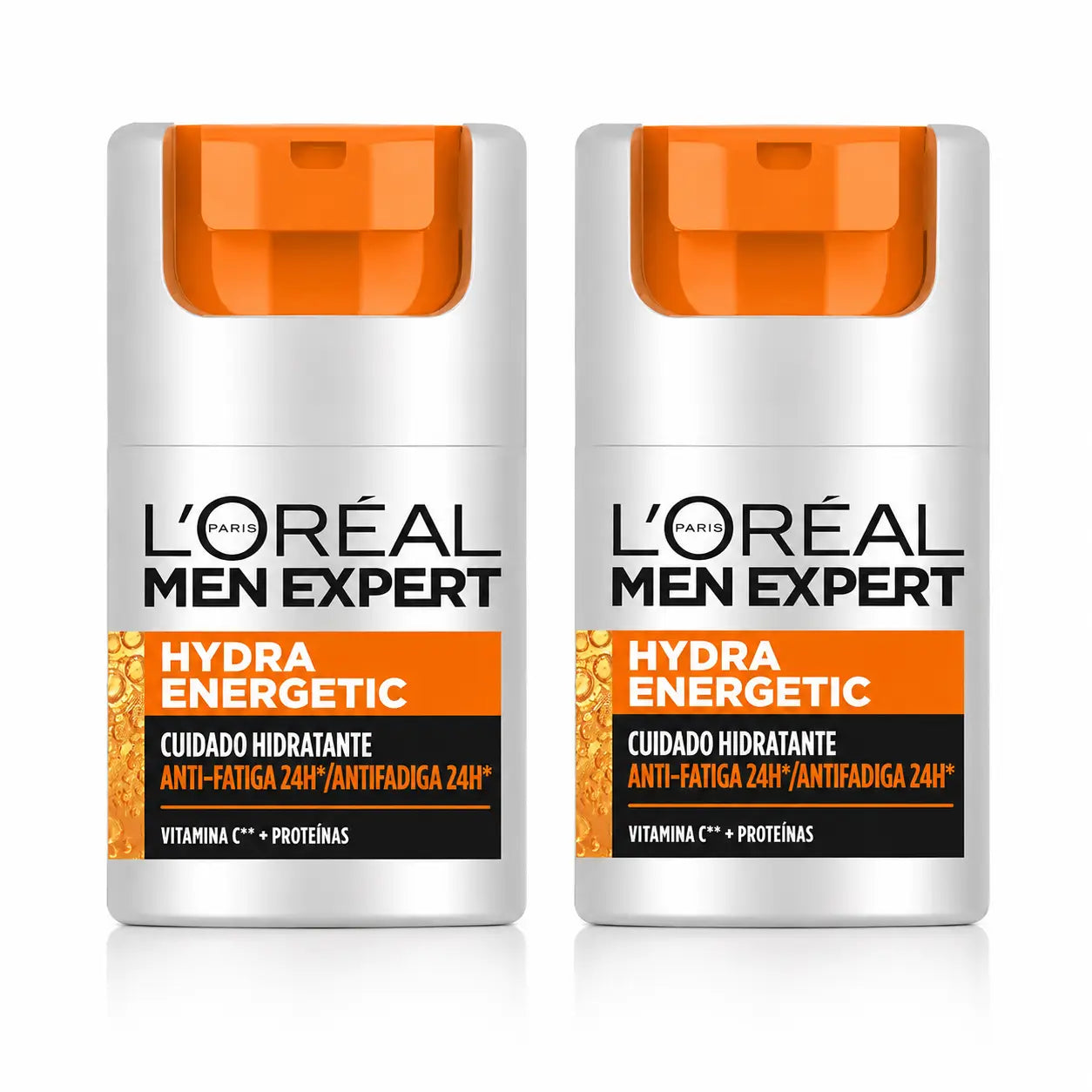 L'Oréal Paris Men Expert Hydra Energetic Crema Hidratante Anti-Fatiga 24H Para Hombres Con Vitamina C Y Proteínas 50 Ml , pack 2