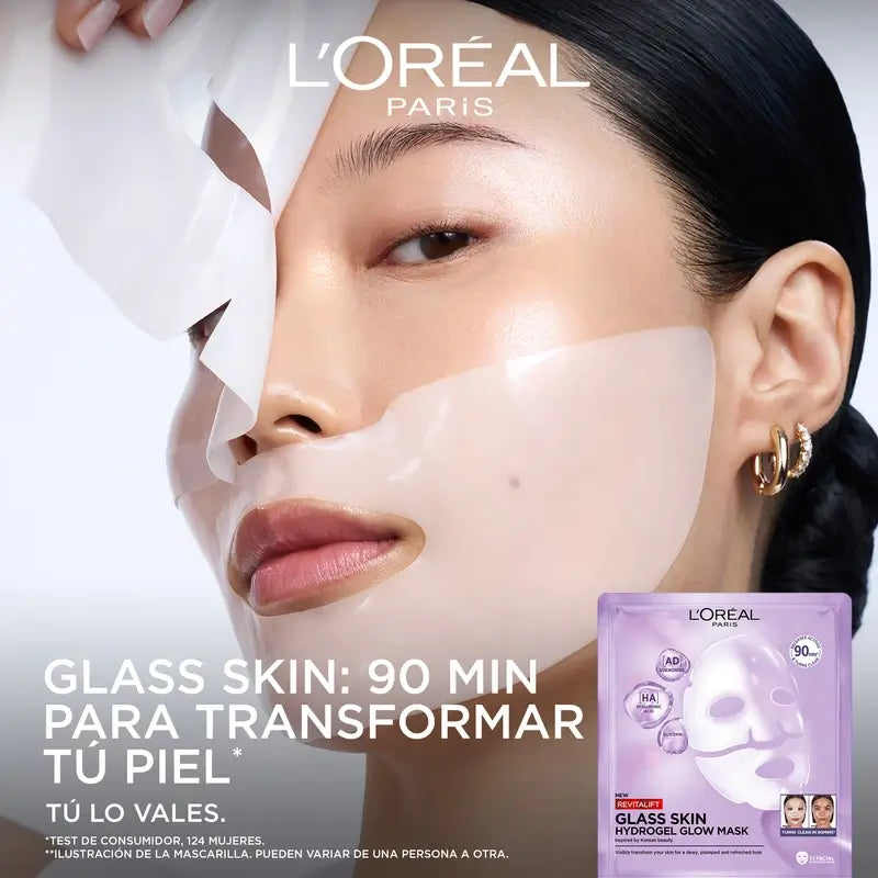 L'Oréal Paris Tissue Mask Revitalift Filler Glass Skin Mascarilla Facial Hidrogel , 1 unidades