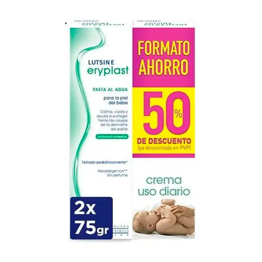 Eryplast Lutsine E45 Pasta al Agua Crema Pañal Bebé, Pack 2 x 75 gr
