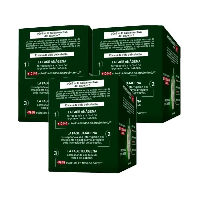 Luxeol Tratamiento Anticaida Reaccional 3 En 1, Pack 3 x 14 Viales de 7 Ml