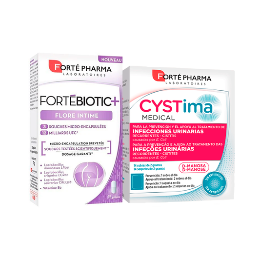 Forté Pharma Pack Íntimo Cystima Medical 14 sobres +  Fortebiotic+ Flora Íntima 15 capsulas
