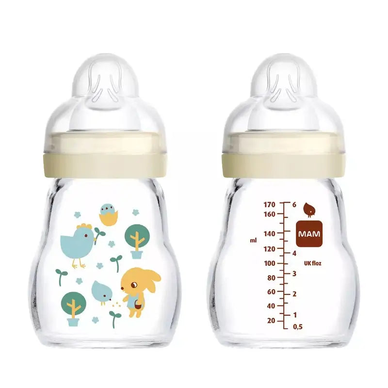 Mam Baby Biberón Cristal Feel Good Neutro Mate, 170Ml
