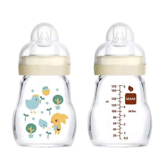 Mam Baby Biberón Cristal Feel Good Neutro Mate, 170Ml