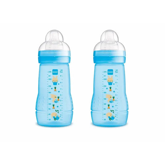 Mam Baby Biberón Easy Active Azul Brillante, 2X270Ml