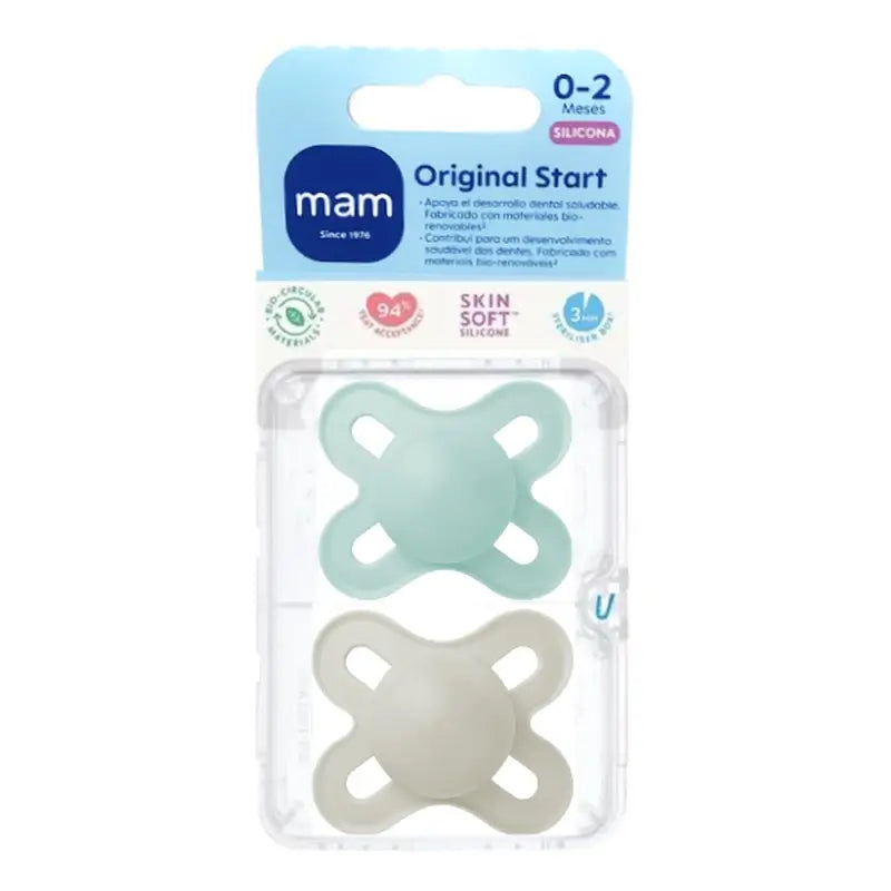 Mam Baby Chupete Original Start Silicona Neutro 0-2M, 2 Unidades