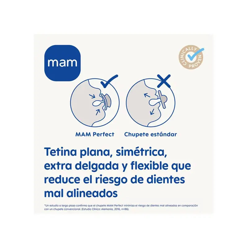 MAM Baby Chupete Perfect 2-6 m Silicona Mate Azul