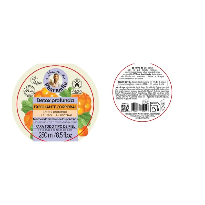 Mama Pharmelia Exfoliante Corporal Detox Profunda Con Mermelada De Mora De Los Pantanos , 250 Ml
