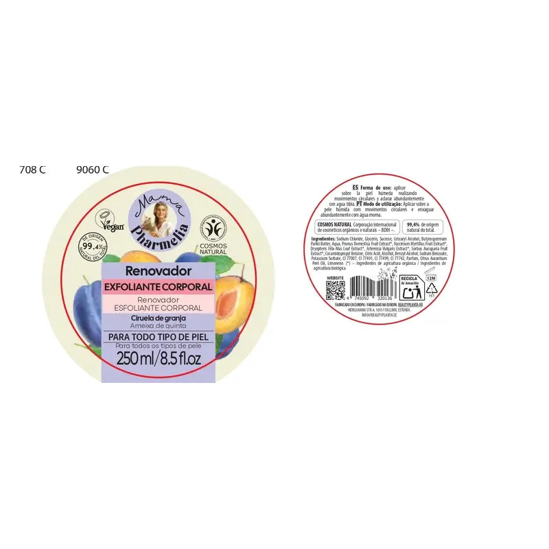 Mama Pharmelia Exfoliante Corporal Renovador De Piel Con Ciruela De Granja , 250 Ml