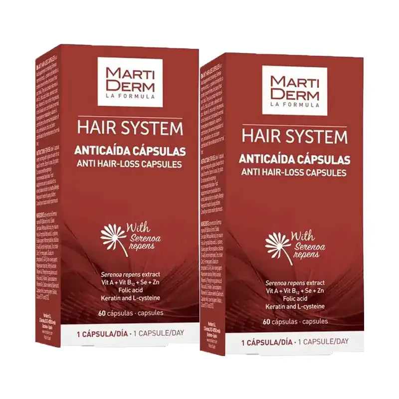 Martiderm Hair System cápsulas Anticaída, Pack 2 x 60 cápsulas