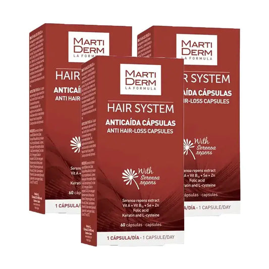 Martiderm Hair System cápsulas Anticaída, Pack 3 x 60 cápsulas