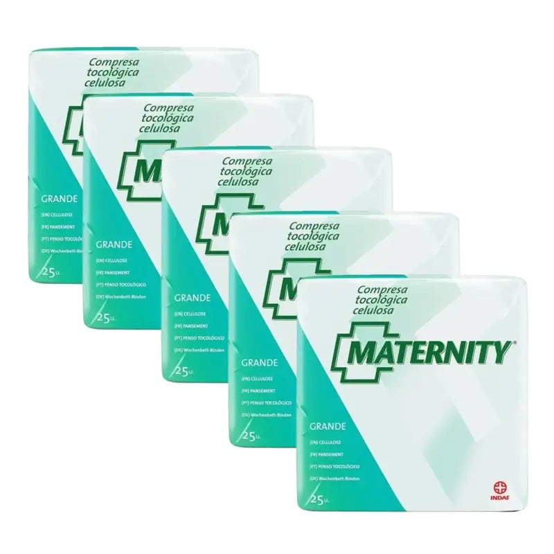 Maternity Compresa Tocológica Celulosa , 5 x 25 unidades