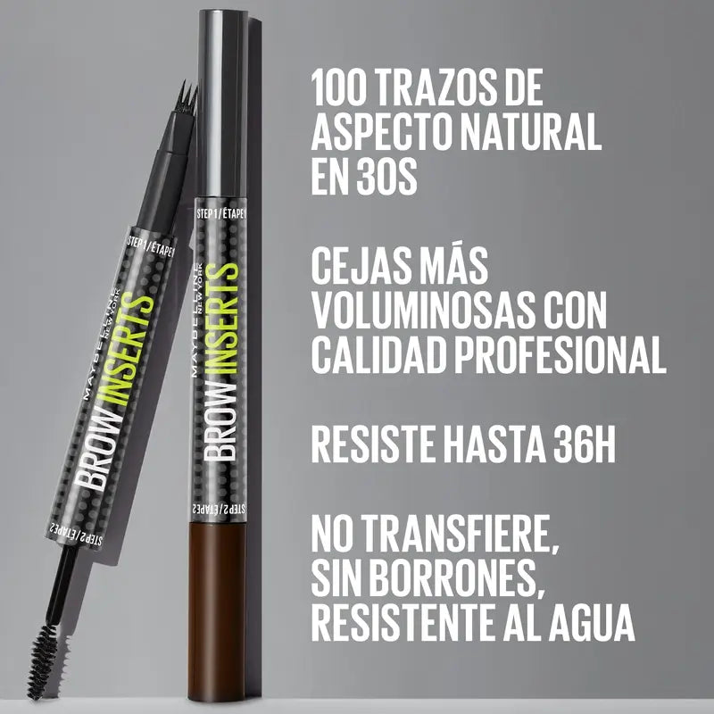Maybelline New York Brow Insert Lapiz De Ceja, Deep Brown, 1.25 ml