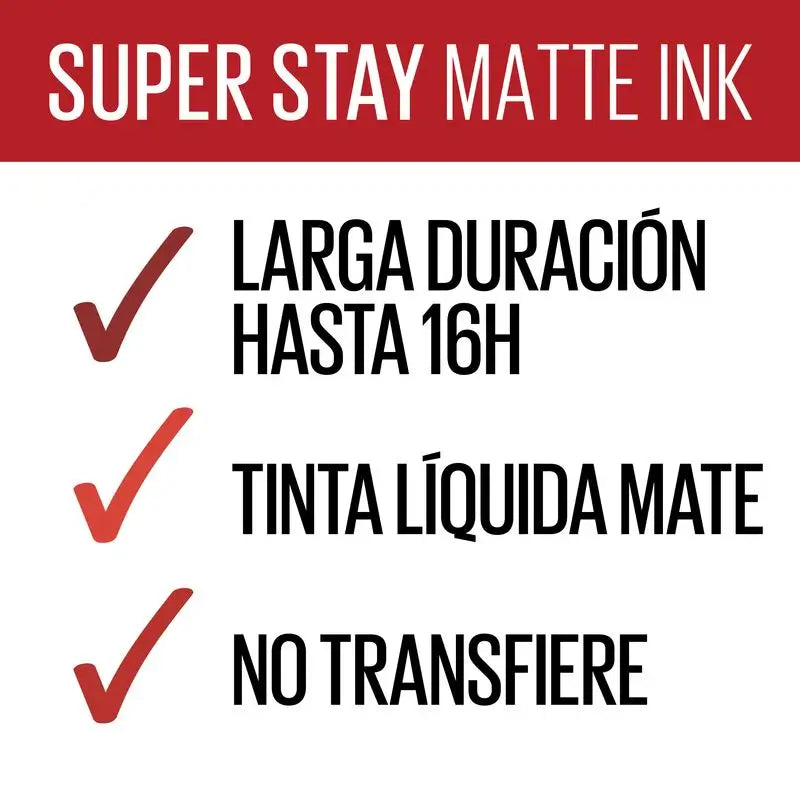 Maybelline New York Superstay Matte Ink, Pintalabios Líquido Tono 325 Shot Caller