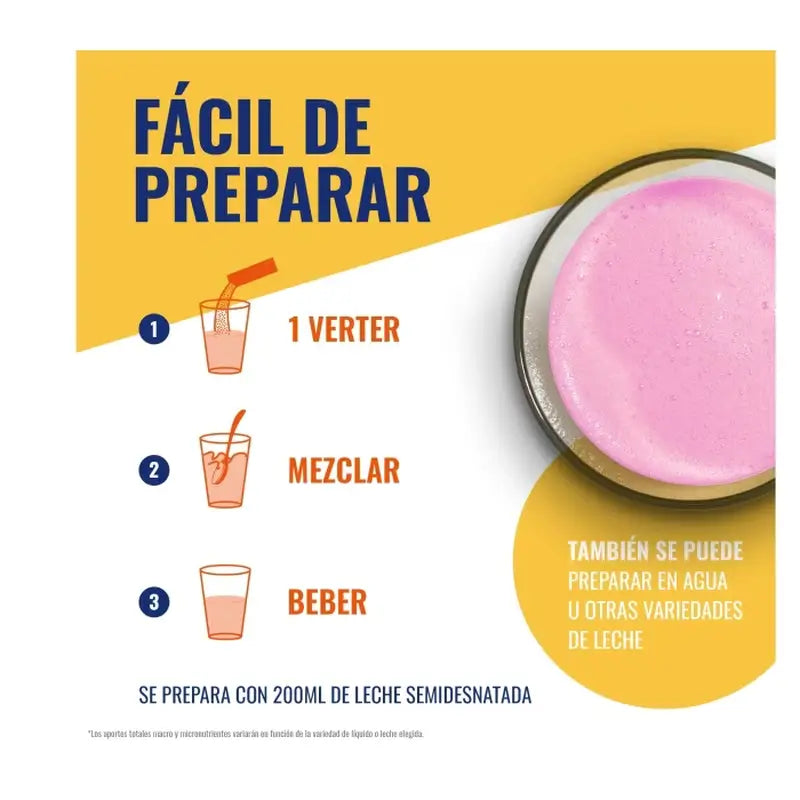 Meritene Fuerza y Vitalidad Batido Sabor Fresa, 15 sobres x 30 gr