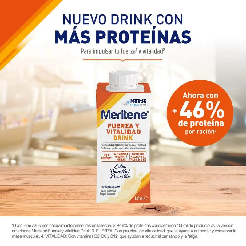 Meritene Fuerza Y Vitalidad Drink Vainilla, 6x180 ml