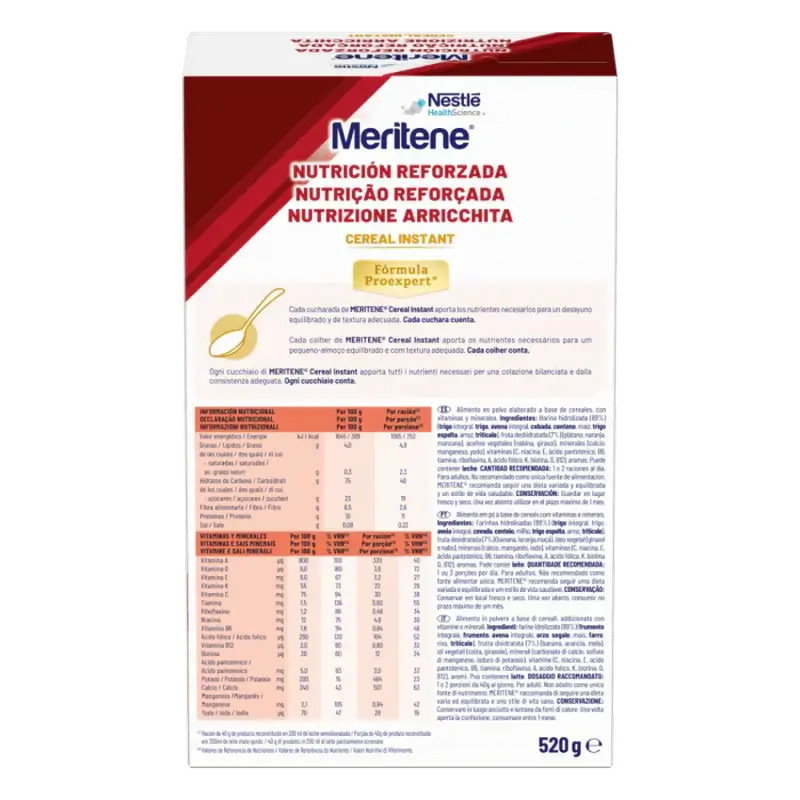 Meritene Nutrición Reforzada Cereal Instant - Multifrutas , 1 sobre de 520 gr