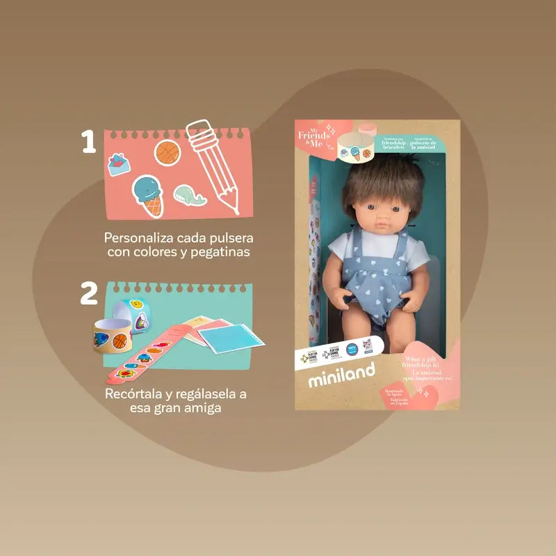 Miniland Muñeco Castaño 38 Cm My Friends & Me