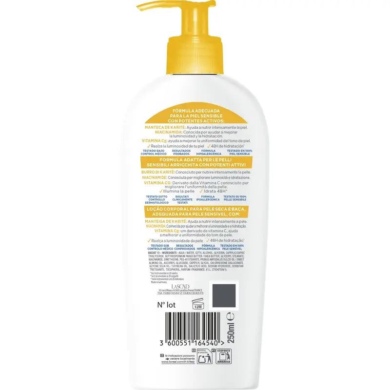 Mixa Niacinamida Bright Loción Corporal Pieles Secas Y Apagadas , 250 ml
