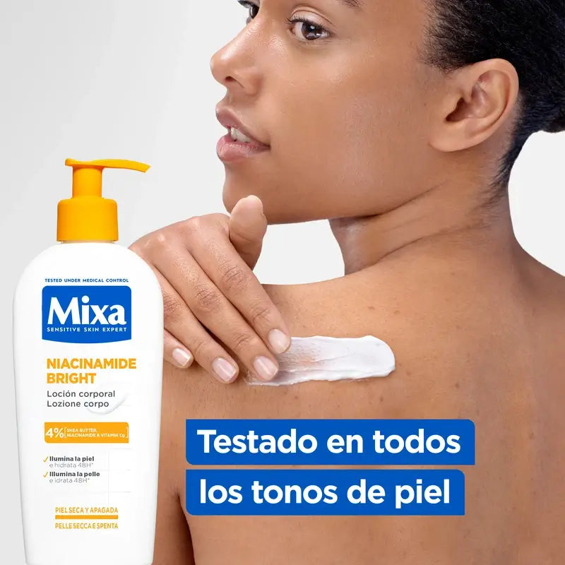 Mixa Niacinamida Bright Loción Corporal Pieles Secas Y Apagadas , 250 ml