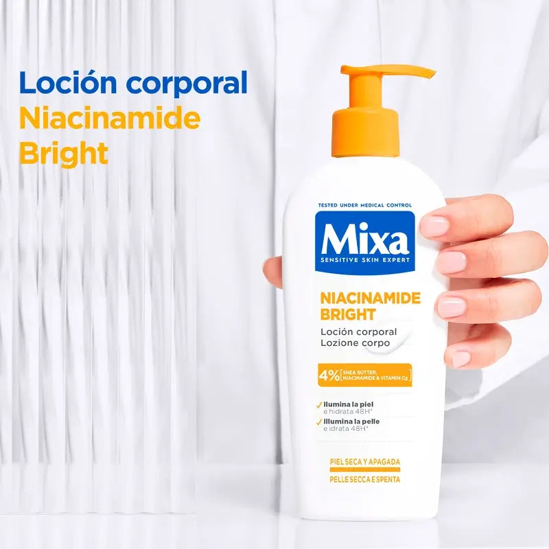 Mixa Niacinamida Bright Loción Corporal Pieles Secas Y Apagadas , 250 ml