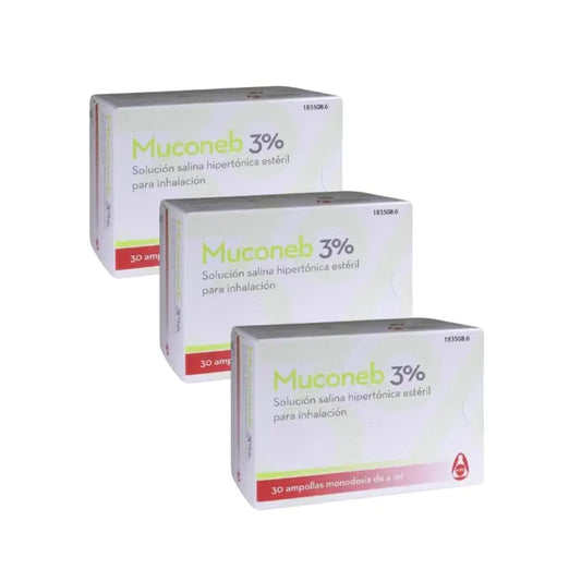 Muconeb 3% Solucion Salina Inhalacion 30 Ampollas X 4 Ml, Pack De 3