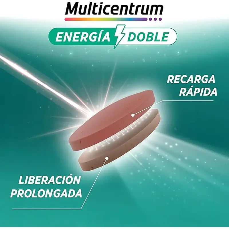 Multicentrum Energía Doble Complemento Alimenticio Multivitamínico, 20 comprimidos