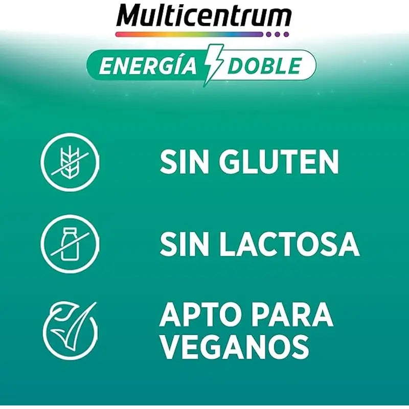 Multicentrum Energía Doble Complemento Alimenticio Multivitamínico, 20 comprimidos