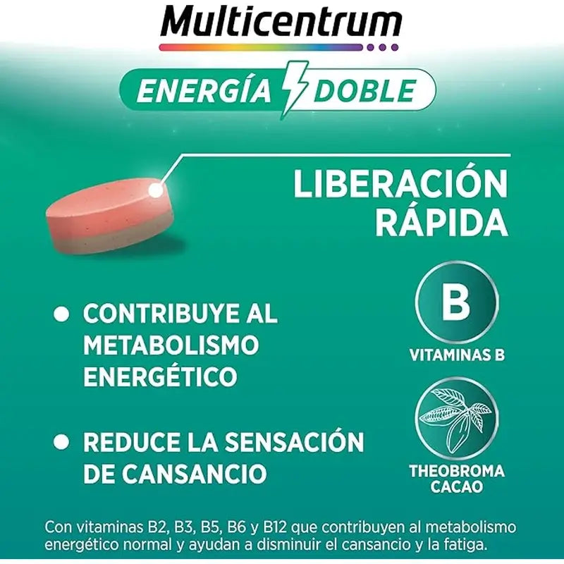 Multicentrum Energía Doble Complemento Alimenticio Multivitamínico, 20 comprimidos