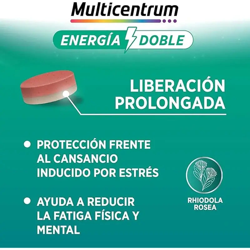 Multicentrum Energía Doble Complemento Alimenticio Multivitamínico, 20 comprimidos