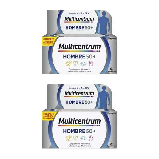 Multicentrum Hombre 50+ Complemento Alimenticio Multivitamínico, 2X90 Comprimidos