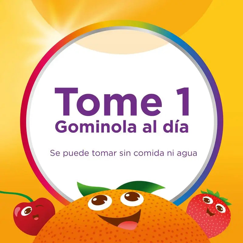 Multicentrum Vitagomis Junior Multivitamínico Para Niños Sabor A Cereza, Naranja Y Fresa, 30 gominolas