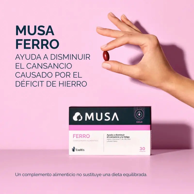 Musa Triplo Ferro Complemento Alimenticio Hierro , 3 x 30 cápsulas