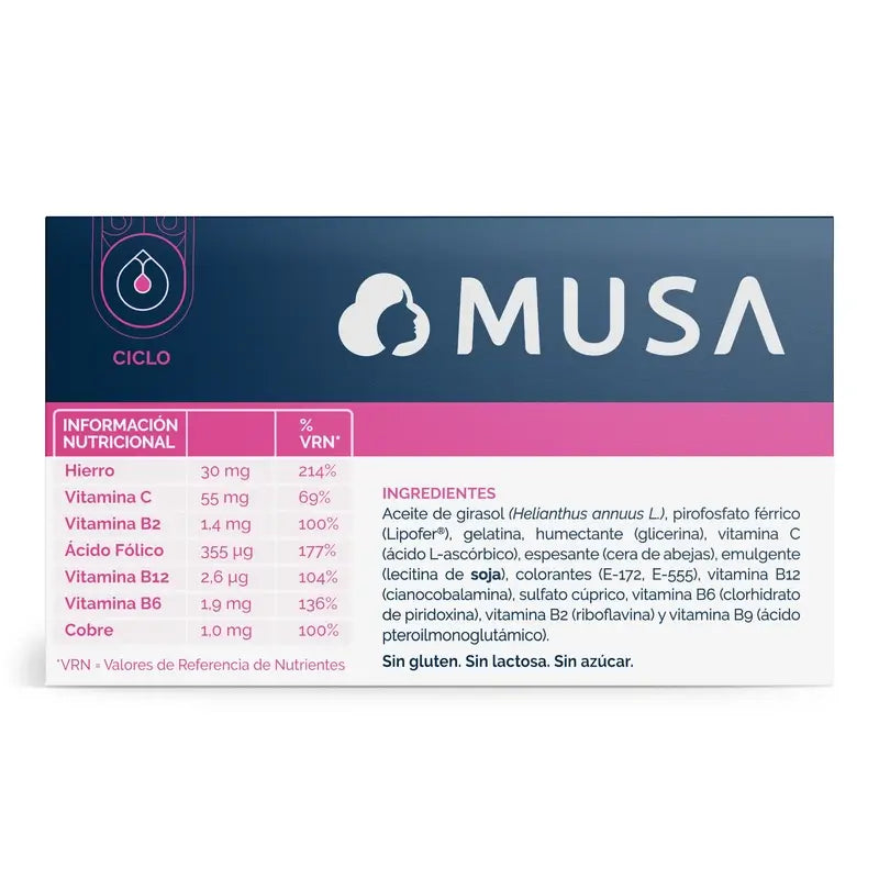 Musa Triplo Ferro Complemento Alimenticio Hierro , 3 x 30 cápsulas