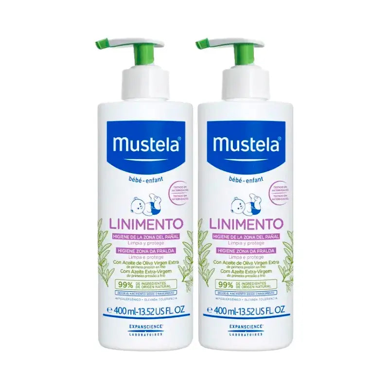 Mustela Linimento Higiene Infantil, Pack 2 x 400 ml