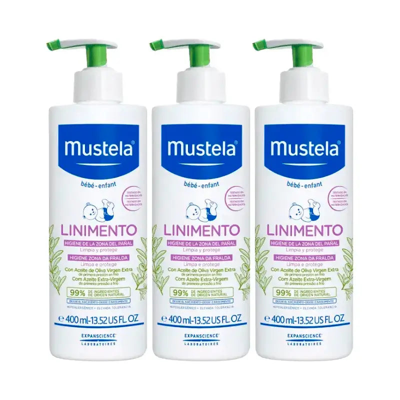 Mustela Linimento Higiene Infantil, Pack 3 x 400 ml