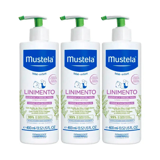 Mustela Linimento Higiene Infantil, Pack 3 x 400 ml