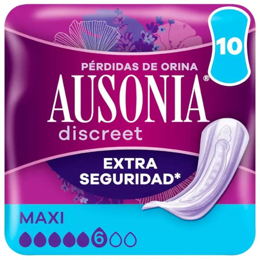 Ausonia Discreet Compresas Para Pérdidas De Orina Para Mujer Maxi, 10 Unidades
