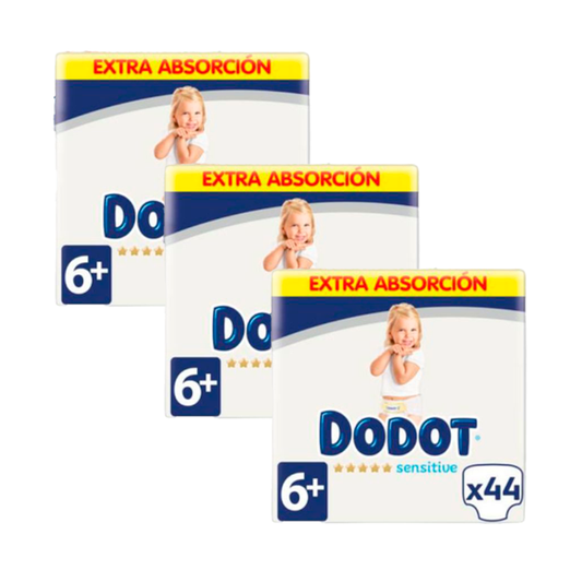 Dodot Pack De 3 Sensitive Extra Jumbo Talla 6+, 44 unidades