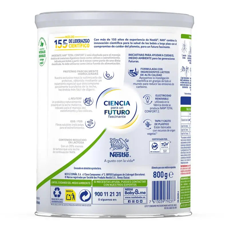 Nestlé Nan Total Confort 2 Leche Infantil, 800 gr