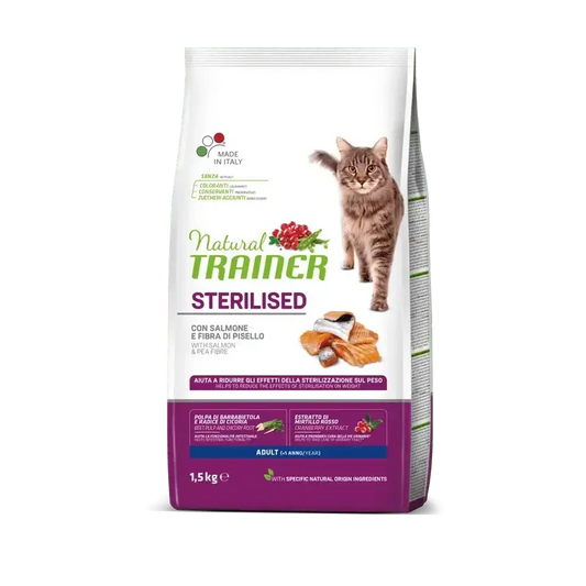 Natural Trainer Feline Adult Esterilizado Salmon 10Kg, pienso para gatos