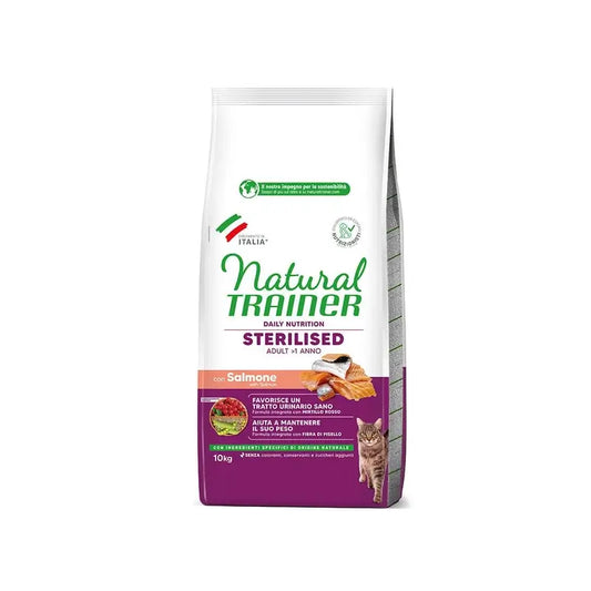 Natural Trainer Feline Adult Esterilizado Salmon 10Kg, pienso para gatos